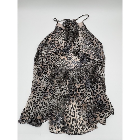 Victoria's Secret Leopard Embellished Babydoll Sheer Sz Med Halter Lingerie - Picture 3 of 4